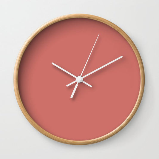 Dark Pastel Pink Solid Color Pairs 2023 Trending Hue Dunn-Edwards Crushing On Coral DEFD18 - Liberated Nomads Collection Wall Clock