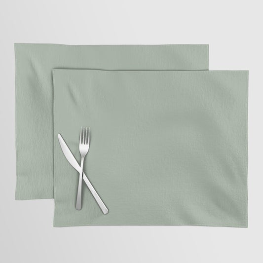 Dark Pastel Sage Solid Color Pairs 2023 Color of the Year Valspar Green Trellis 5006-3C Placemat