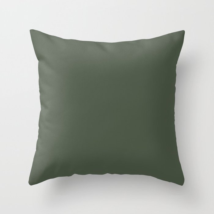 Dark Pine Green Solid Color Pairs Sherwin Williams SW 0065 Throw Pillow