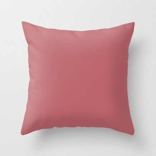 Dark Pink Solid Color Dunn & Edwards 2023 Trending Color Terra Rosa DE5096 Life in Poetry Collection Throw Pillow