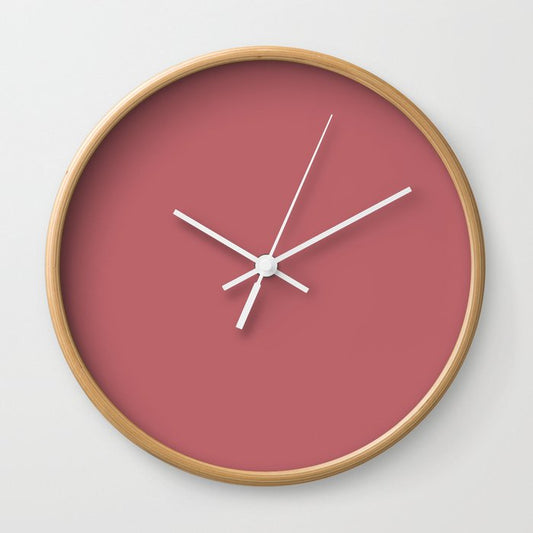 Dark Pink Solid Color Dunn & Edwards 2023 Trending Color Terra Rosa DE5096 Life in Poetry Collection Wall Clock