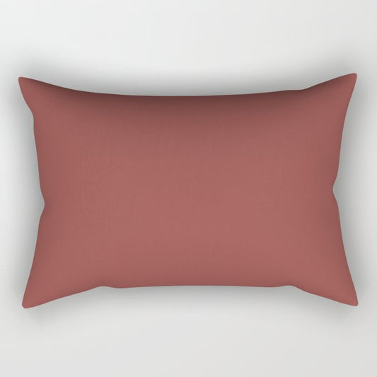 Dark Red Solid Color Dunn & Edwards 2023 Trending Color Deep Crimson DEA152 Well Intentions Collection Rectangle Pillow