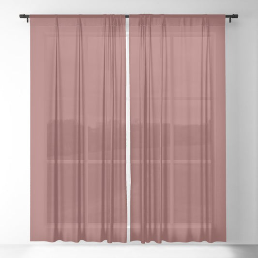 Dark Red Solid Color Dunn & Edwards 2023 Trending Color Deep Crimson DEA152 Well Intentions Collection Sheer Curtains