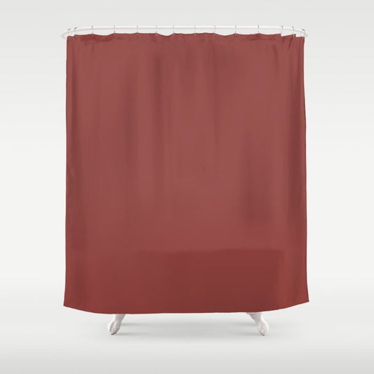 Dark Red Solid Color Dunn & Edwards 2023 Trending Color Deep Crimson DEA152 Well Intentions Collection Shower Curtain