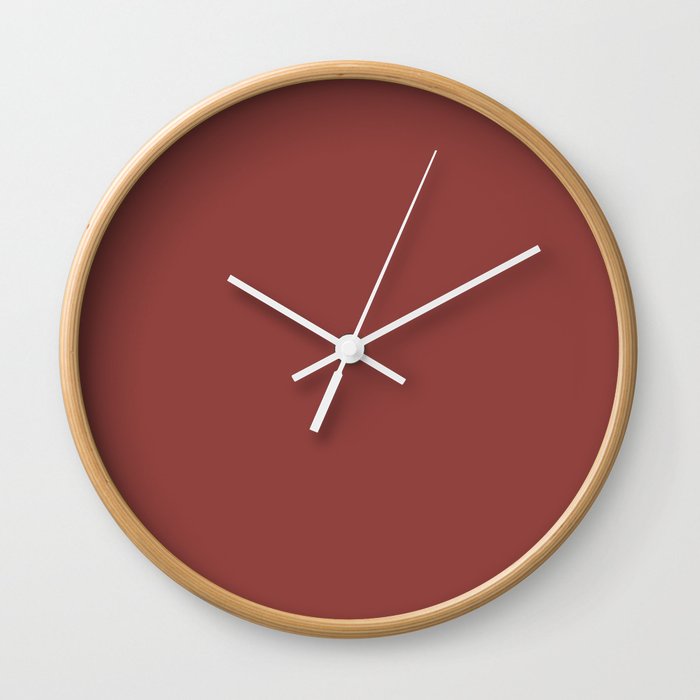 Dark Red Solid Color Dunn & Edwards 2023 Trending Color Deep Crimson DEA152 Well Intentions Collection Wall Clock
