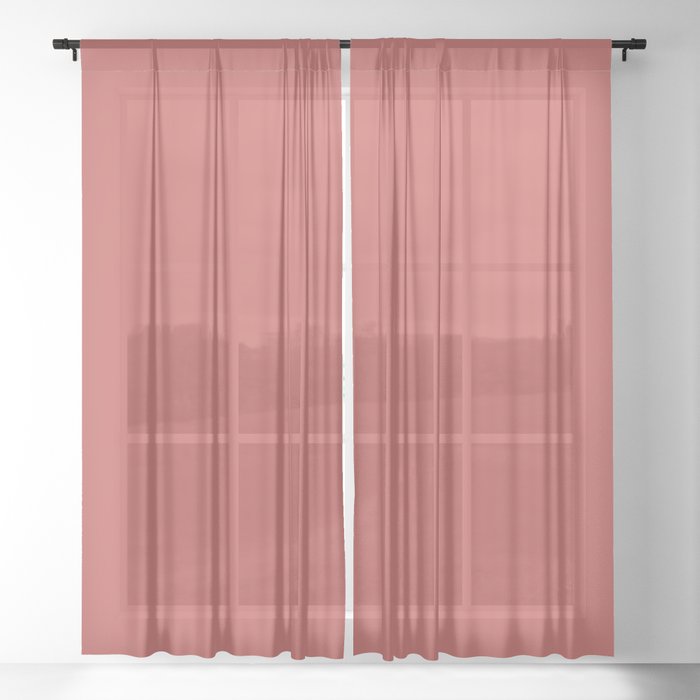 Dark Red Solid Color Dunn & Edwards 2023 Trending Color Pomegranate DE5090 Well Intentions Collection Sheer Curtains