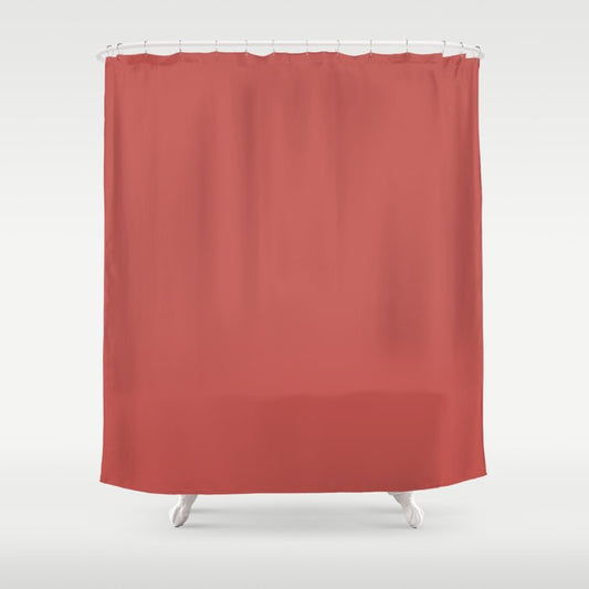 Dark Red Solid Color Dunn & Edwards 2023 Trending Color Pomegranate DE5090 Well Intentions Collection Shower Curtain