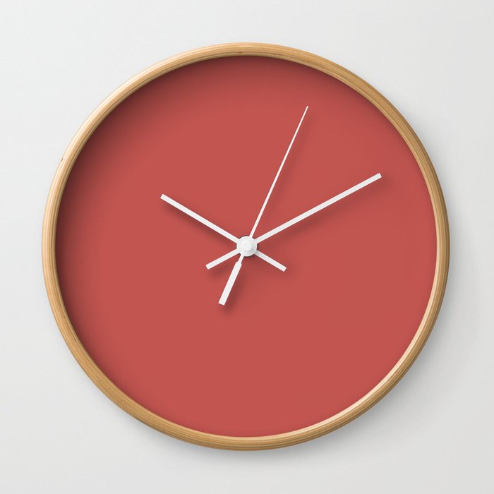 Dark Red Solid Color Dunn & Edwards 2023 Trending Color Pomegranate DE5090 Well Intentions Collection Wall Clock