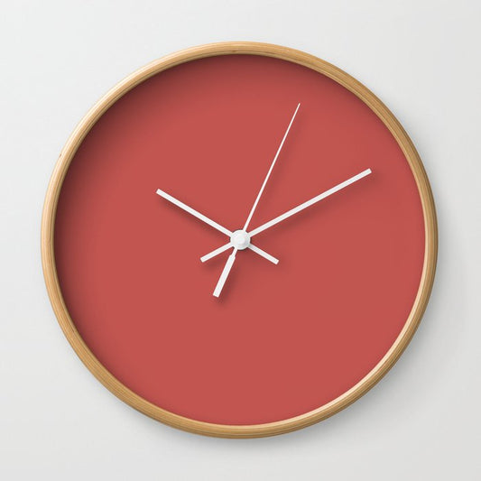 Dark Red Solid Color Dunn & Edwards 2023 Trending Color Pomegranate DE5090 Well Intentions Collection Wall Clock
