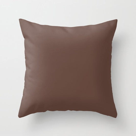 Dark Reddish Brown Solid Color Pairs Dulux 2023 Trending Shade Basset Brown S09D8 Throw Pillow