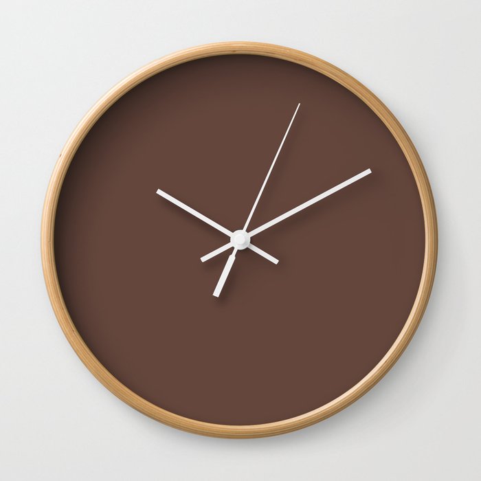 Dark Reddish Brown Solid Color Pairs Dulux 2023 Trending Shade Basset Brown S09D8 Wall Clock