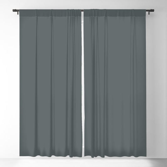 Dark Slate Blue Gray Solid Color PPG Mostly Metal PPG1036-7 - All One Single Shade Hue Colour Blackout Curtain