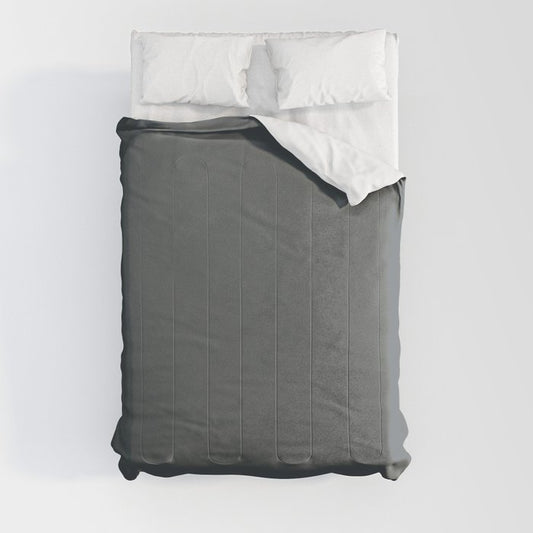 Dark Slate Blue Gray Solid Color PPG Mostly Metal PPG1036-7 - All One Single Shade Hue Colour Comforter