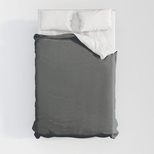 Dark Slate Blue Gray Solid Color PPG Mostly Metal PPG1036-7 - All One Single Shade Hue Colour Duvet Cover