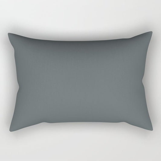 Dark Slate Blue Gray Solid Color PPG Mostly Metal PPG1036-7 - All One Single Shade Hue Colour Rectangular Pillow