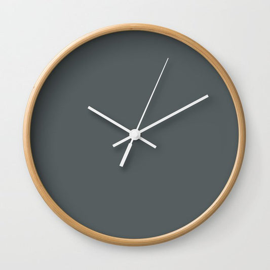 Dark Slate Blue Gray Solid Color PPG Mostly Metal PPG1036-7 - All One Single Shade Hue Colour Wall Clock