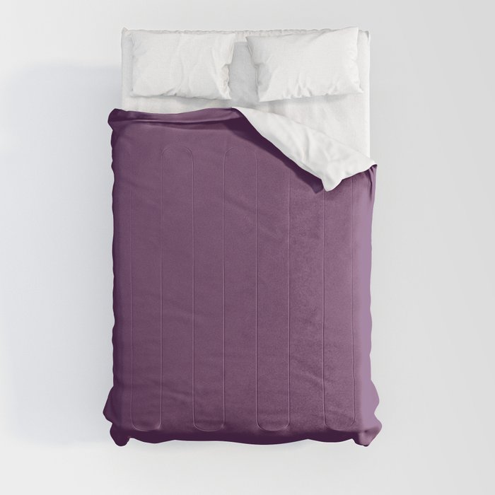 Deep Dark Grape Solid Color Pairs Dulux 2023 Trending Shade Purple Celebration SB8H9 Comforter