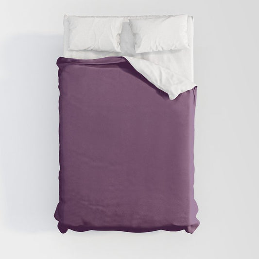 Deep Dark Grape Solid Color Pairs Dulux 2023 Trending Shade Purple Celebration SB8H9 Duvet Cover