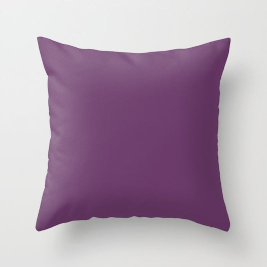 Deep Dark Grape Solid Color Pairs Dulux 2023 Trending Shade Purple Celebration SB8H9 Throw Pillow