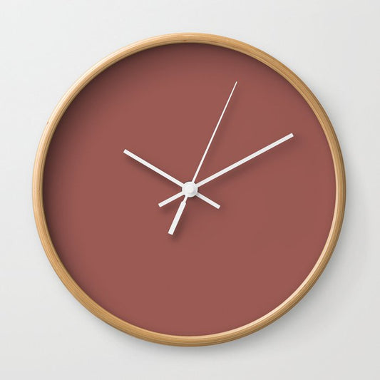 Deep Dark Moody Auburn Red Solid Color Pairs Graham and Brown 2023 Color of the Year Alizarin Wall Clock