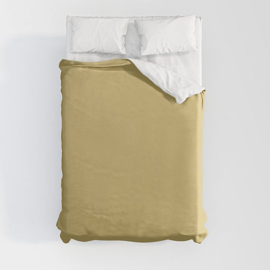 Deliciously Golden Yellow Solid Color Pairs 2023 Trending Hue Glidden Spicy Mustard PPG1108-5 Duvet Cover