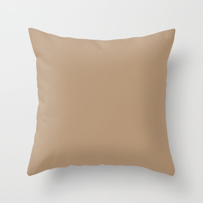 Doe Light Brown Solid Color Accent Shade / Hue Matches Sherwin Williams Soft Fawn SW 9097 Throw Pillow