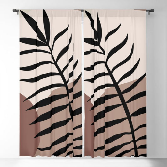Earthy Browns Modern Mid-century Leaf Plant 2023 Color of the Year Redend Point SW 9081 Blackout Curtains