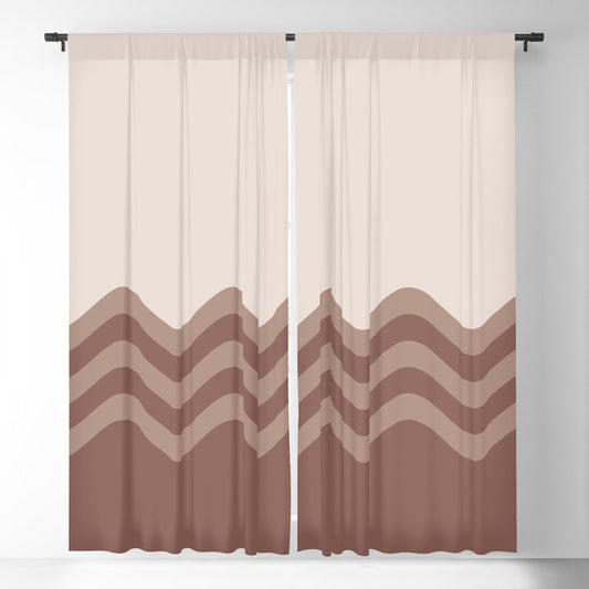 Earthy Browns Wavy Horizontal Stripes 2 Pattern on Solid Color Sherwin Williams 2023 COTY Accents Blackout Curtains