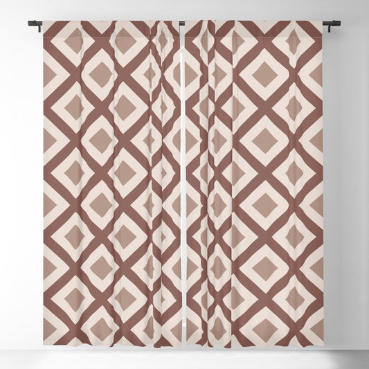 Earthy Browns Zigzag Square Grid Pattern Sherwin Williams 2023 COTY and Accents Blackout Curtains