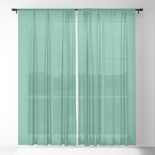 Emerald Green Solid Color Pairs PPG Glidden 2023 Trending Color Laurel Wreath PPG1228-5 Sheer Curtain