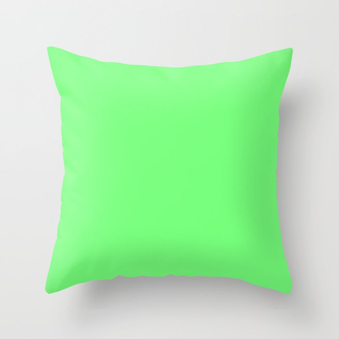 From The Crayon Box Screamin Green - Bright Green Solid Color / Accent Shade / Hue / All One Colour Throw Pillow