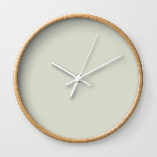 Hazy Green Gray Solid Color Pairs Dulux 2023 Trending Shade Green Alabaster Half S19B1H Wall Clock