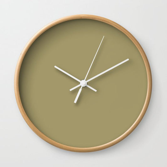 Martini Olive Green Solid Color Pairs Dulux 2023 Trending Shade Stilted Stalks S17D5 Wall Clock