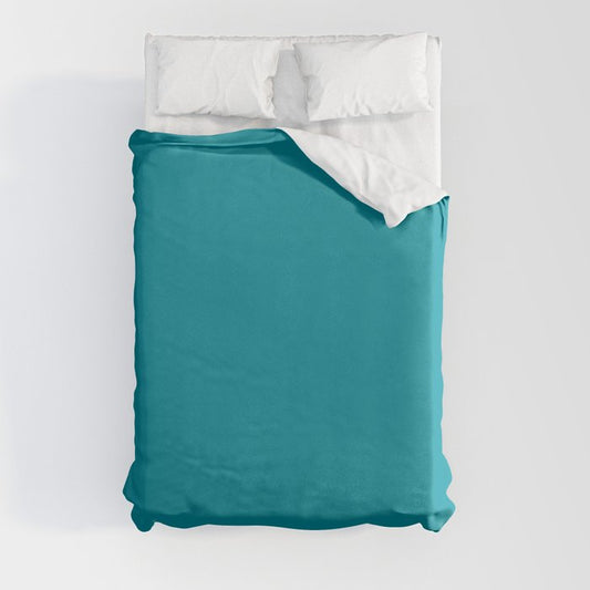 Medium Aqua Solid Color Pairs 2023 Trending Hue Dunn-Edwards Oasis DET546 - Liberated Nomads Collection Duvet