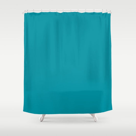 Medium Aqua Solid Color Pairs 2023 Trending Hue Dunn-Edwards Oasis DET546 - Liberated Nomads Collection Shower Curtain