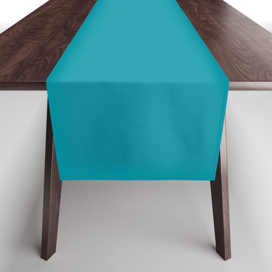Medium Aqua Solid Color Pairs 2023 Trending Hue Dunn-Edwards Oasis DET546 - Liberated Nomads Collection Table Runner