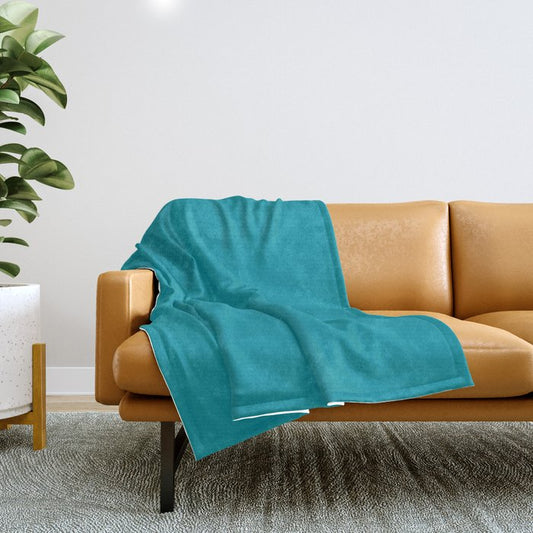 Medium Aqua Solid Color Pairs 2023 Trending Hue Dunn-Edwards Oasis DET546 - Liberated Nomads Collection Throw Blanket