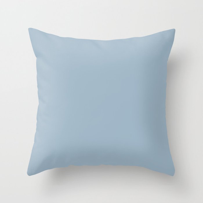 Medium Blue Solid Color Dunn & Edwards 2023 Trending Color Country Air DET581 Well Intentions Collection Throw Pillow