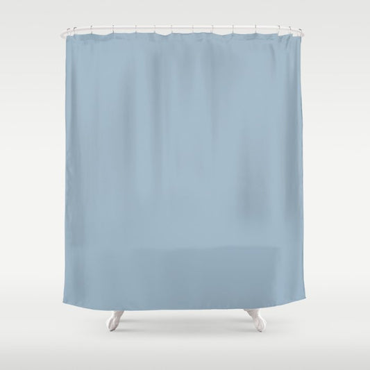 Medium Blue Solid Color Dunn & Edwards 2023 Trending Color Country Air DET581 Well Intentions Collection Shower Curtain
