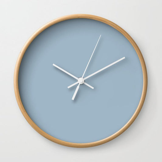Medium Blue Solid Color Dunn & Edwards 2023 Trending Color Country Air DET581 Well Intentions Collection Wall Clock