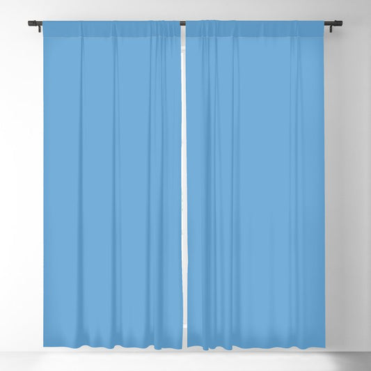 Medium Blue Solid Color Pairs 2023 Trending Hue Dunn-Edwards Marina DE5857 - Live in Joy Collection Blackout Curtains