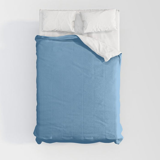 Medium Blue Solid Color Pairs 2023 Trending Hue Dunn-Edwards Marina DE5857 - Live in Joy Collection Comforter