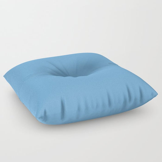 Medium Blue Solid Color Pairs 2023 Trending Hue Dunn-Edwards Marina DE5857 - Live in Joy Collection Floor Pillow