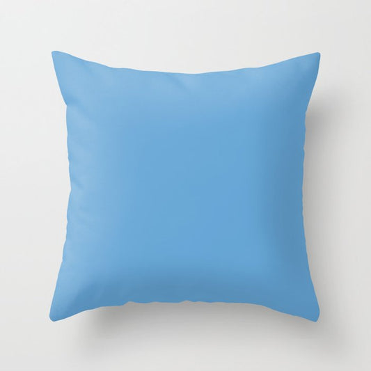 Medium Blue Solid Color Pairs 2023 Trending Hue Dunn-Edwards Marina DE5857 - Live in Joy Collection Throw Pillow