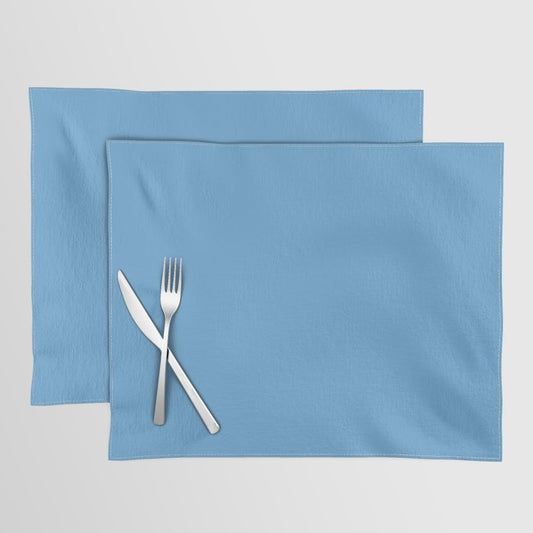 Medium Blue Solid Color Pairs 2023 Trending Hue Dunn-Edwards Marina DE5857 - Live in Joy Collection Placemat Sets