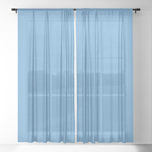 Medium Blue Solid Color Pairs 2023 Trending Hue Dunn-Edwards Marina DE5857 - Live in Joy Collection Sheer Curtains