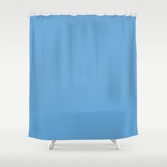 Medium Blue Solid Color Pairs 2023 Trending Hue Dunn-Edwards Marina DE5857 - Live in Joy Collection Shower Curtain