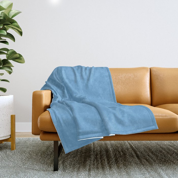 Medium Blue Solid Color Pairs 2023 Trending Hue Dunn-Edwards Marina DE5857 - Live in Joy Collection Throw Blanket