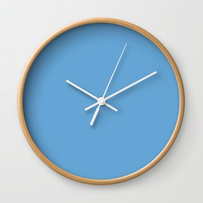 Medium Blue Solid Color Pairs 2023 Trending Hue Dunn-Edwards Marina DE5857 - Live in Joy Collection Wall Clock