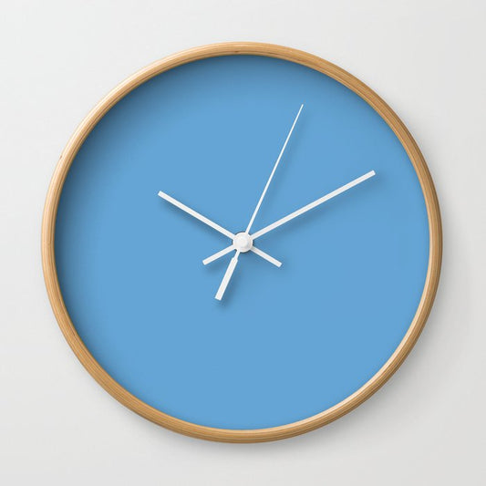 Medium Blue Solid Color Pairs 2023 Trending Hue Dunn-Edwards Marina DE5857 - Live in Joy Collection Wall Clock